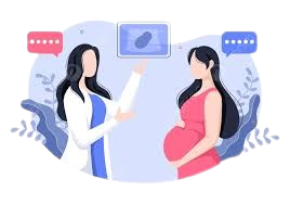 Gynaecologist performing baby growth scan and prenatal care